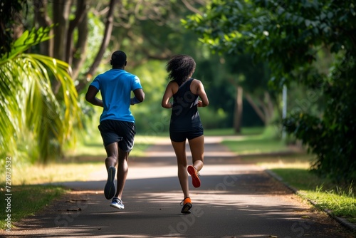 couple jogging on complex fitness trail