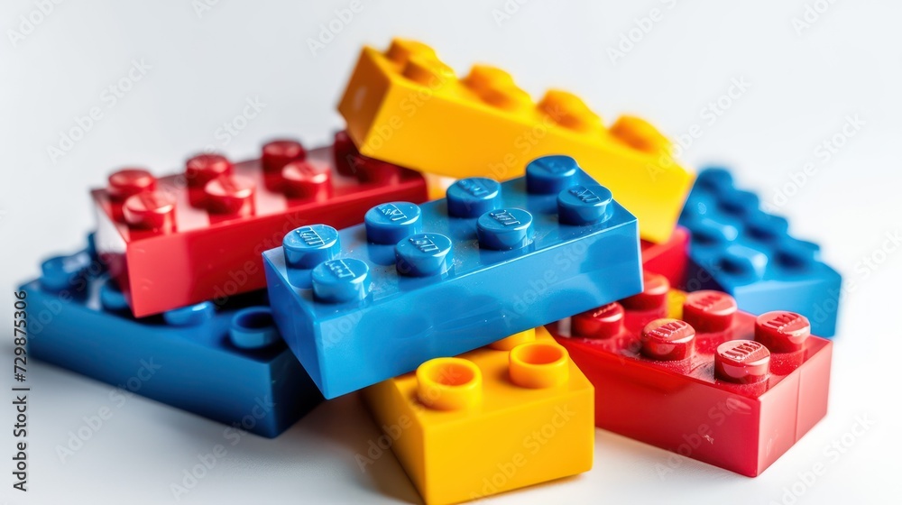 colorful toy bricks on a white background colorful toy bricks on a white background