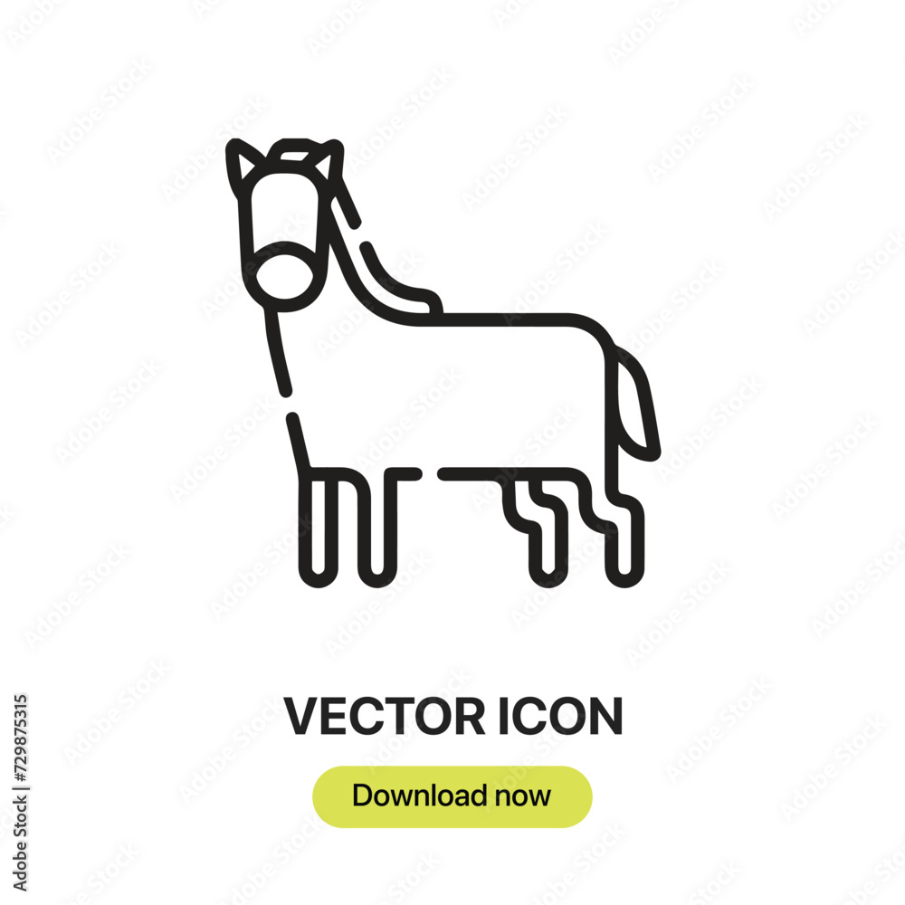 Horse icon vector. Linear-style sign for mobile concept and web design. Horse symbol illustration. Pixel vector graphics - Vector.	
