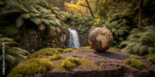 globe in the forest