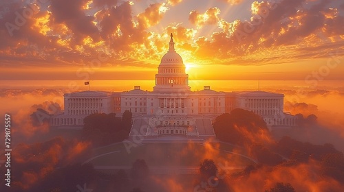 Sunset at the Capitol A Glorious Sight for the Month of August Generative AI