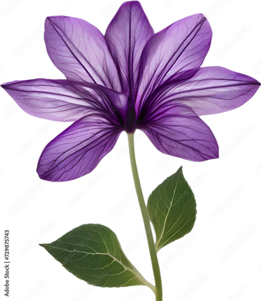 Violet flower. Close-up glowing translucent violet color flower. Violet flower. Close-up glowing translucent violet color flower.