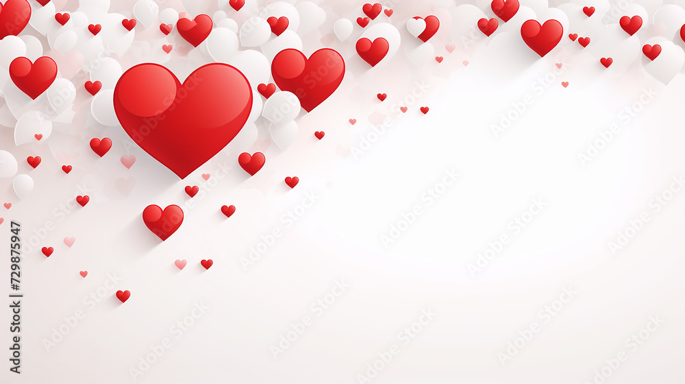white background with valentines greetings card design and red hearts.