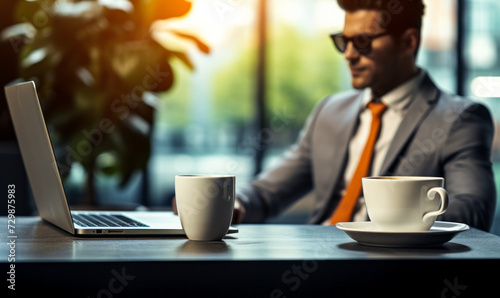 Modern Office Coffee Break Illustration with Corporate Professional