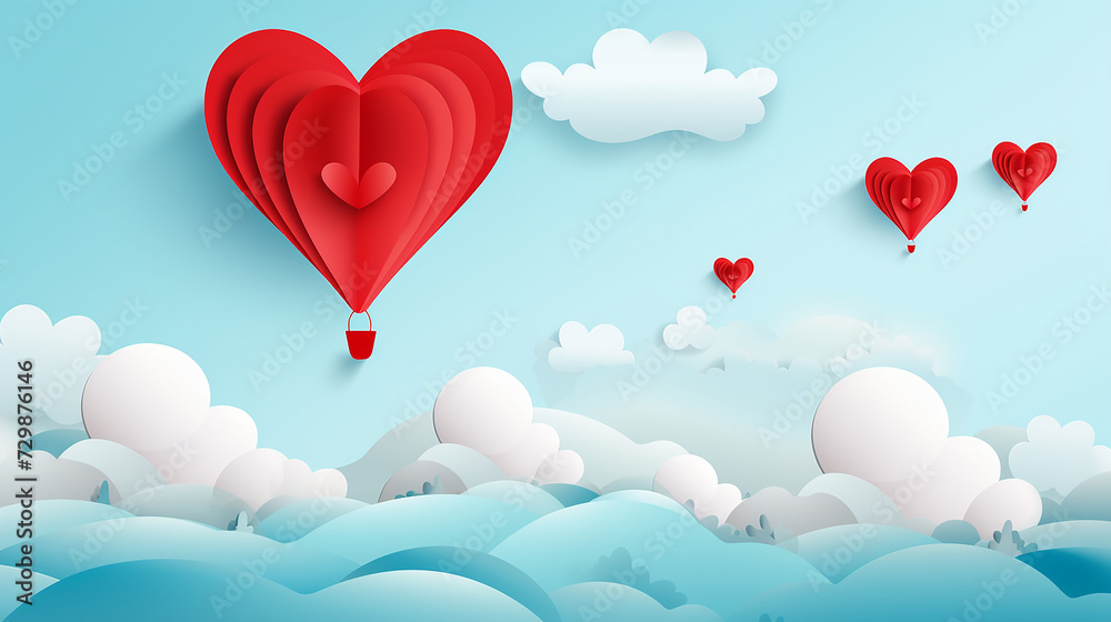 valentines background design happy valentine with air balloon heart shape flying on the sky