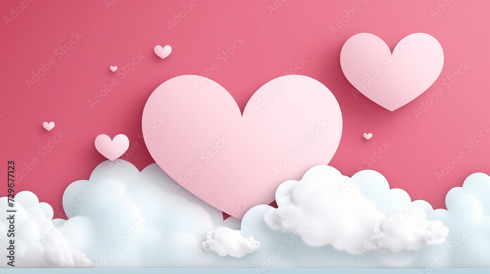 valentines day holiday banner design with paper cut style