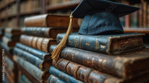 Graduation Cap and Books A Celebration of Knowledge and Achievement Generative AI
