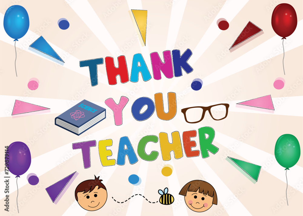 Thank You Teacher with Colorful Icons Stock Vector Adobe Stock