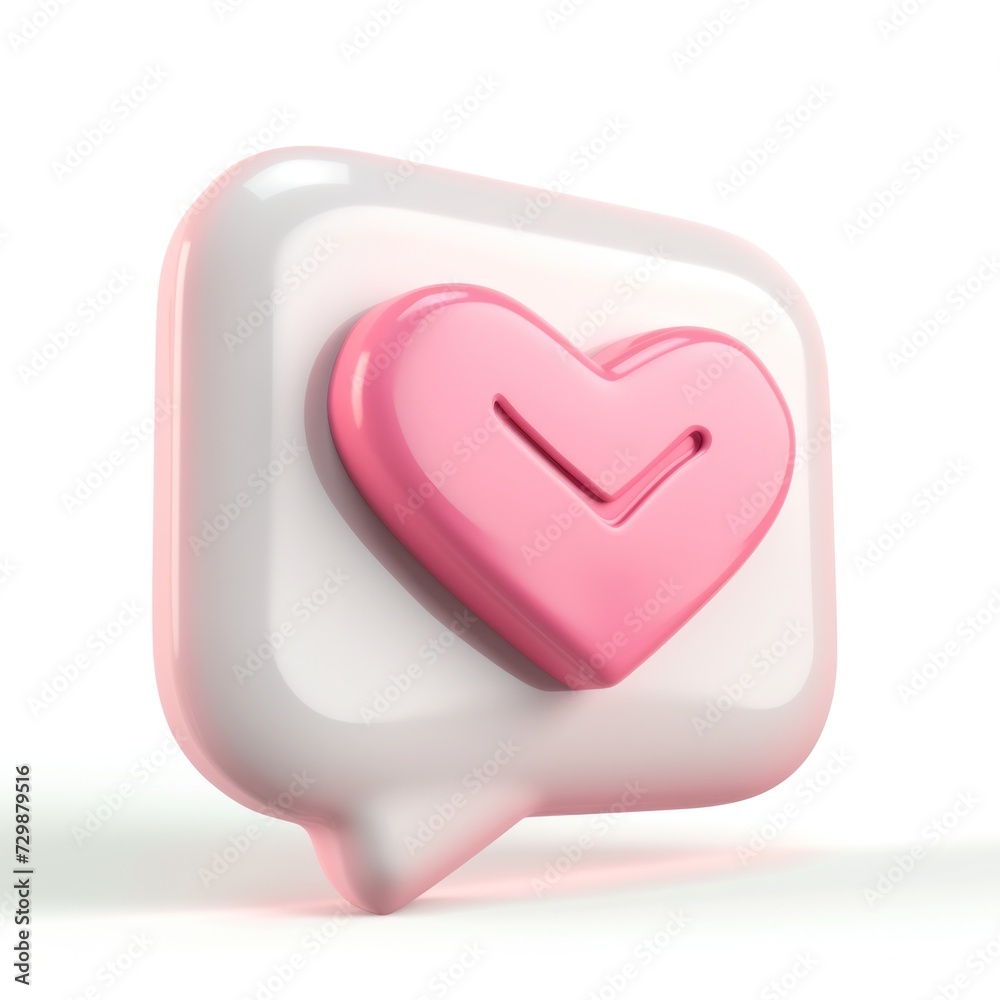 3d glossy icon for message with pink heart 3d glossy icon for message with pink heart