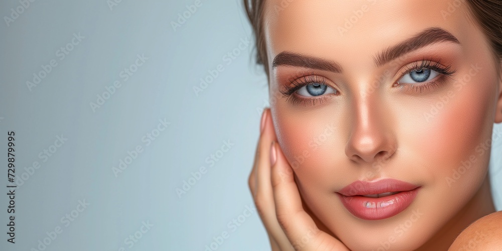 Fototapeta premium Beautiful woman face closeup portrait