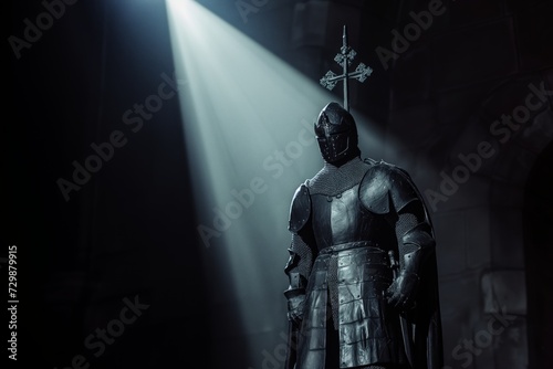 Fotomurale spotlight on castle knight statue