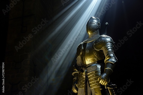 Fotografia spotlight on castle knight statue