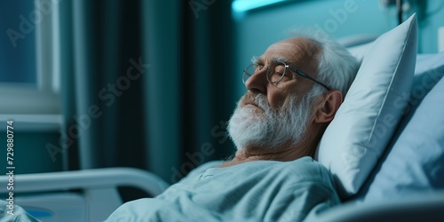 A senior man in hospital