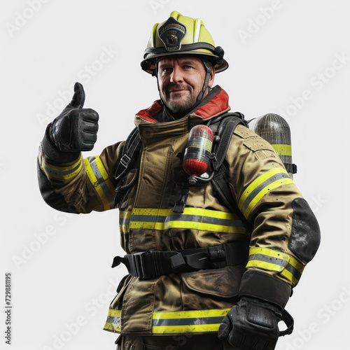 fireman gives thumbs up on transparency background PNG