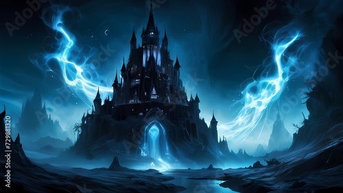 Ethereal Echoes: The Enchanted Citadel castle illustration, wallpaper, book illustration