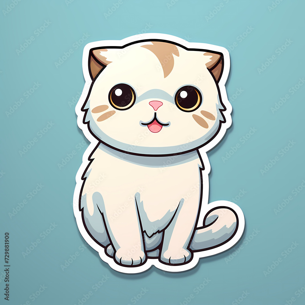 Fototapeta premium Design sticker cartoon of cat happy funny smile.