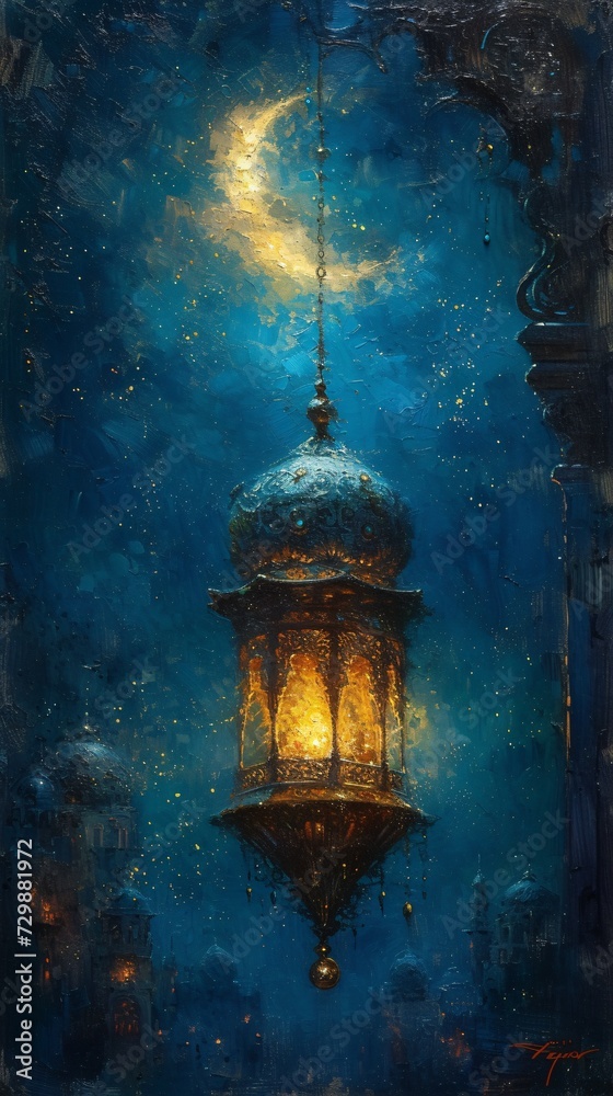 Glowing Lamp Post in the Night Sky Generative AI Glowing Lamp Post in the Night Sky Generative AI