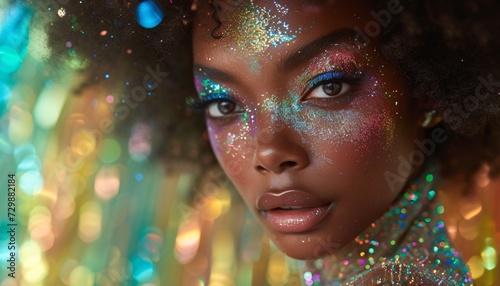 Glittery Glam A Dazzling Afro-Punk Makeover for the New Year Generative AI