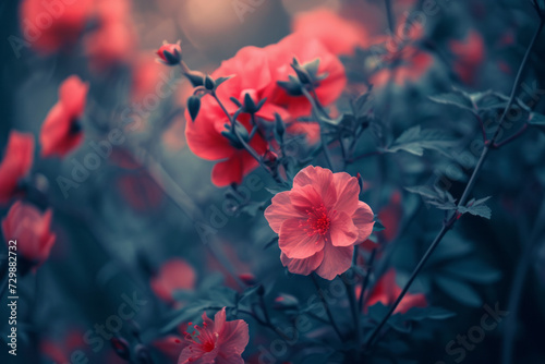 red poppies in the morning