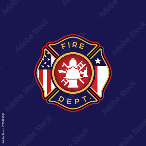 fireman emblem sign on white background. fire department symbol. firefighter’s maltese cross. flat style. photo