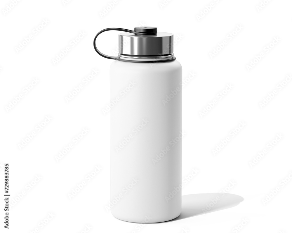 Blank clear white aluminum sport water bottle Packaging Isolated On Transparent Background, Prepared For Mockup, 3D Render. Blank clear white aluminum sport water bottle Packaging Isolated On Transparent Background, Prepared For Mockup, 3D Render.