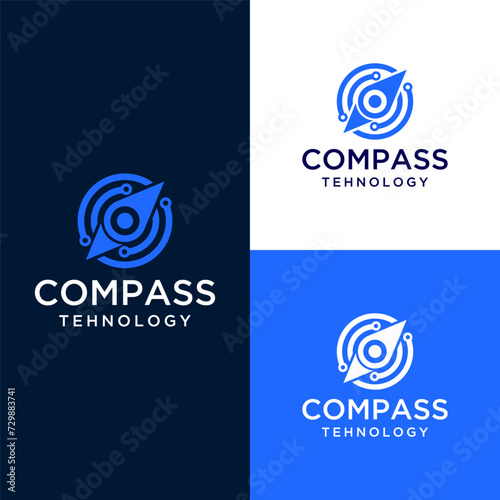 technology compass logo design vector illustration