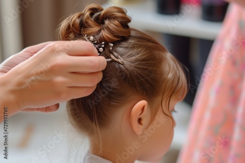 child getting a fancy updo for a special occasion