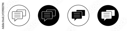 Comment Icon Set. Message Bubble Chat Business Technology Vector Symbol in a black filled and outlined style. Feedback Social Speak Sign.