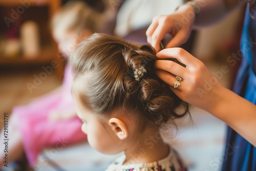 child getting a fancy updo for a special occasion photo
