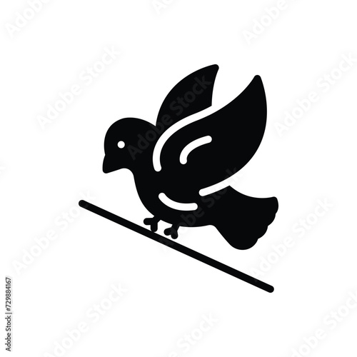 Black solid icon for bird