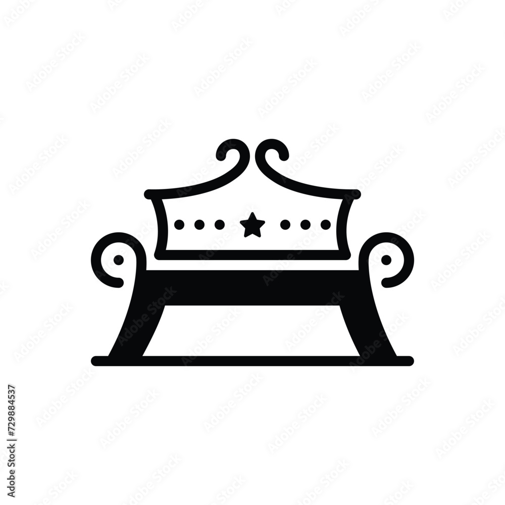 Black solid icon for bench - obrazy, fototapety, plakaty 