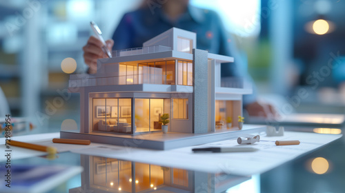 Ein Modell von einem Haus bei einem Architekten oder Bauzeichner so kann die Villa aussehen photo