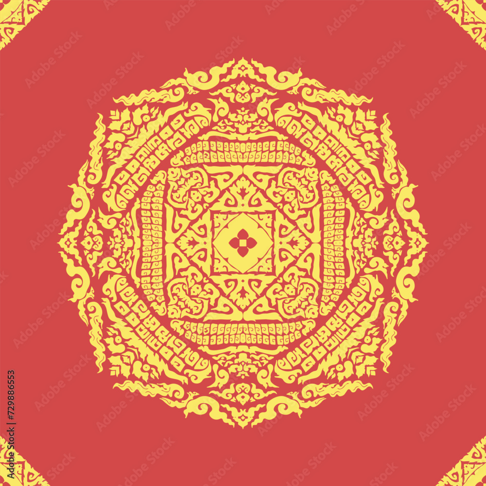 mandala seamless pattern yellow brick color number 7