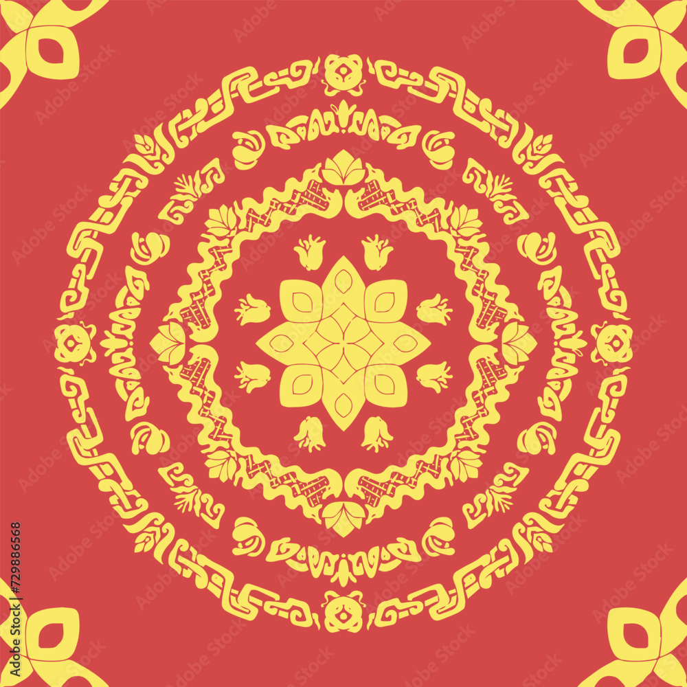 mandala seamless pattern yellow brick color number 11
