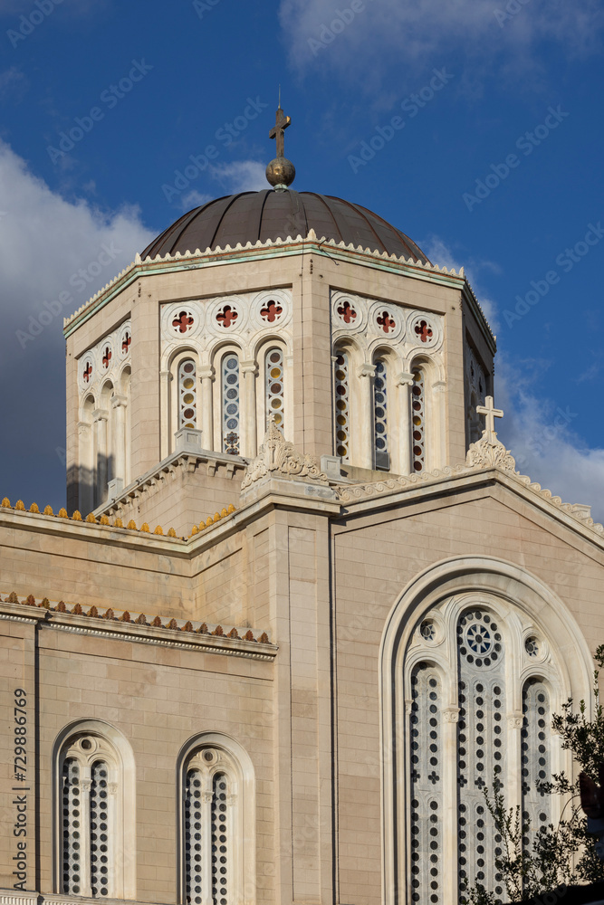 Facade of Metropolitan Cathedral, Greek Orthodox church, Athens, Greece