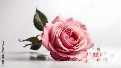 Pink rose on a sophisticated white background  Ai generated 