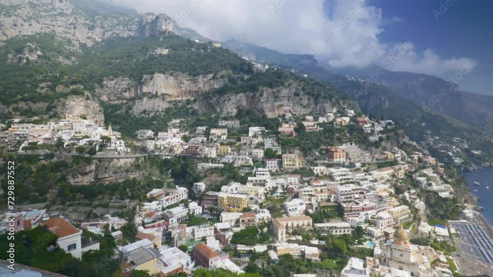 Panorama of Vast City From Cliff | Positano Italy Scenic Summer Cliffside Immersive Travel Tourism Mountainside, Europe, Walking, Shaky, 4K Panorama of Vast City From Cliff | Positano Italy Scenic Summer Cliffside Immersive Travel Tourism Mountainside, Europe, Walking, Shaky, 4K