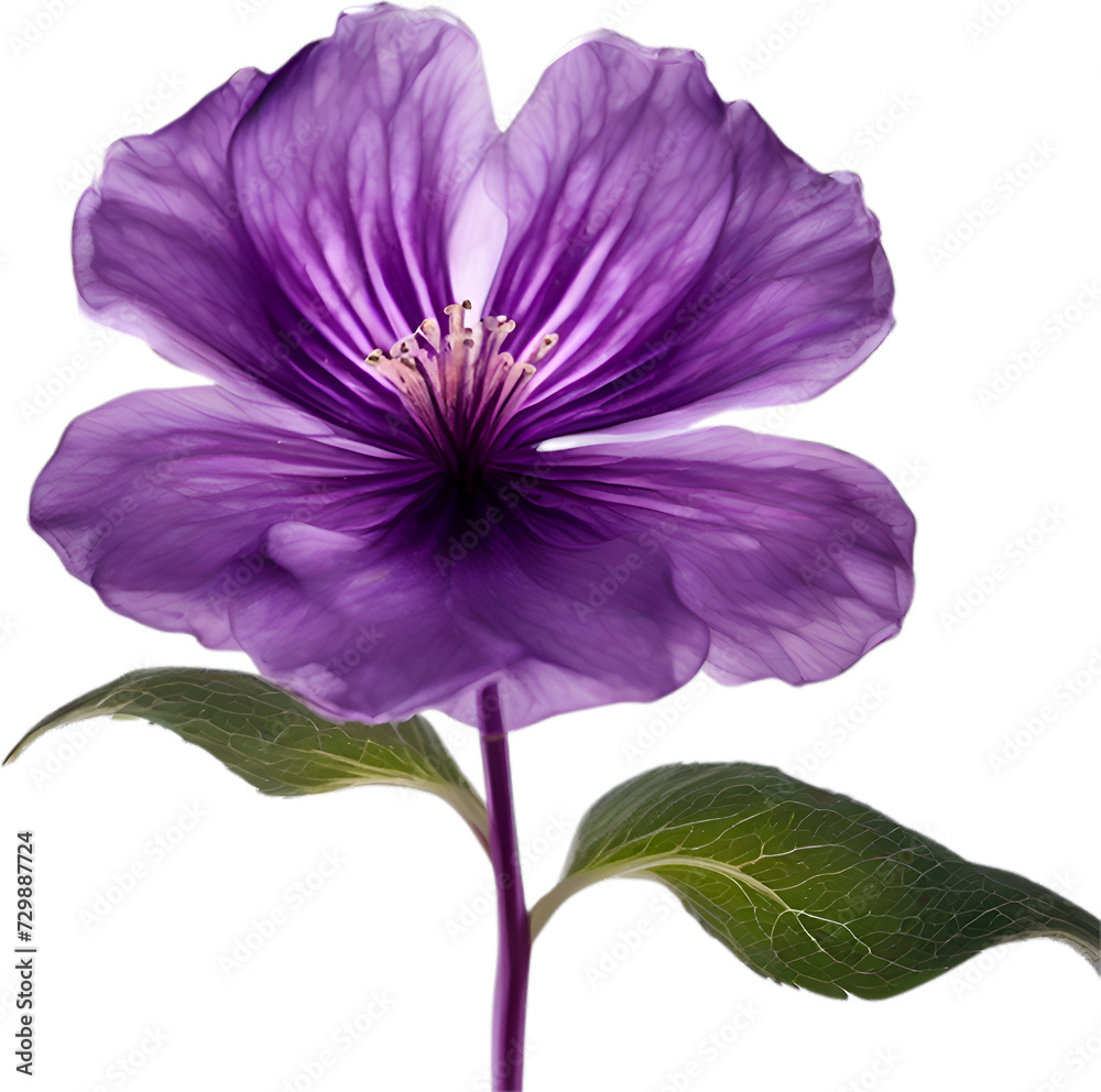 Violet flower. Close-up glowing translucent violet color flower. Violet flower. Close-up glowing translucent violet color flower.