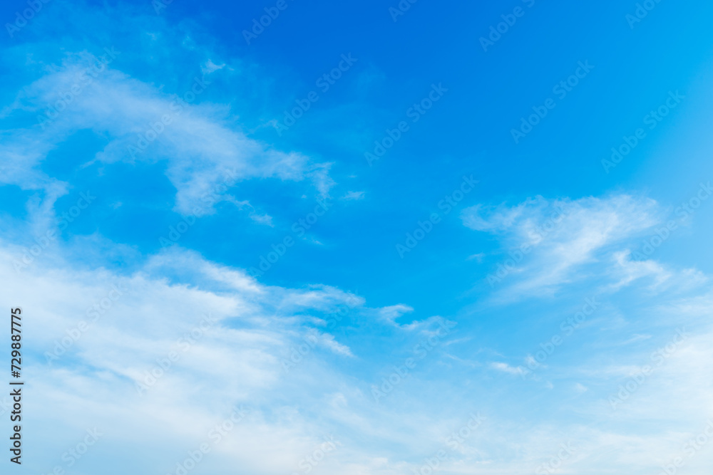 beautiful airatmosphere bright blue sunset sky background abstract clear texture with white clouds.