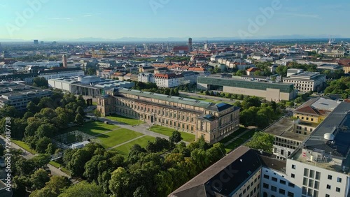 Munich, Germany, City Center, Wide Establishing Drone Shot, Summer Day photo