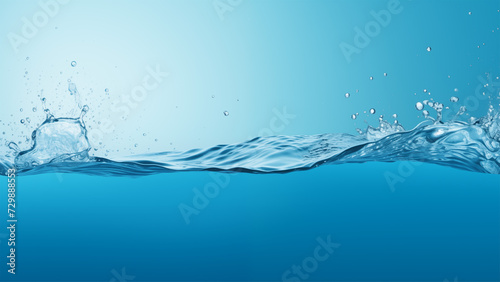 water waves with air bubbles on blue background