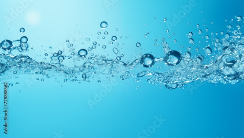 water waves with air bubbles on blue background