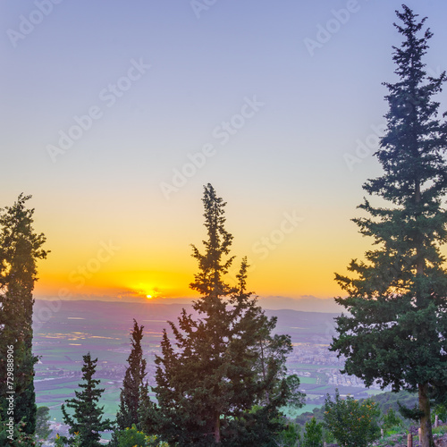 Sunset view of countryside, Jezreel Valley photo