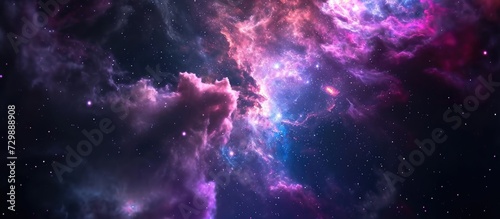 Space-themed 2D artwork with cold nebula against black background.