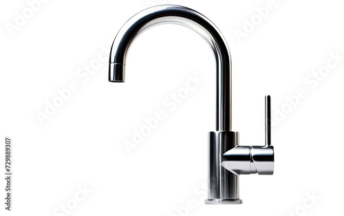 Stainless Steel Sink Tap on a White or Clear Surface PNG Transparent Background.