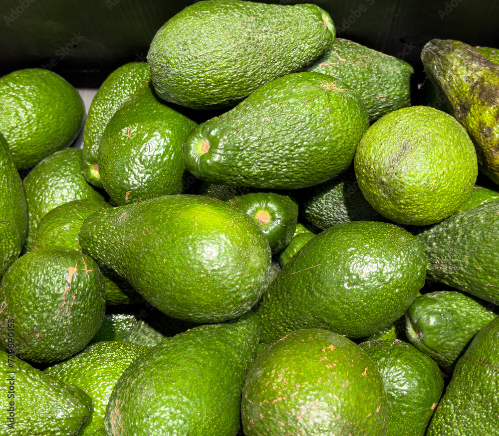 Avocado on the counter in the market Avocado on the counter in the market