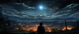 portrait Night sky isolated with stars and clouds
