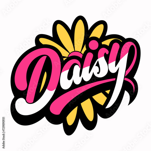 The word DAISY in street art graffiti lettering vector image style on a white background.