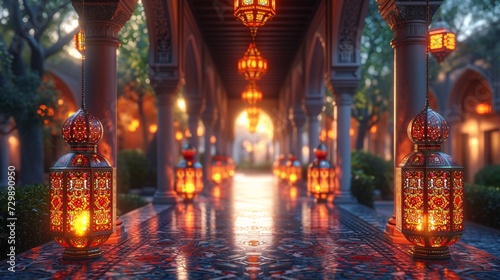 A Glowing Pathway in a Grand Mosque Generative AI