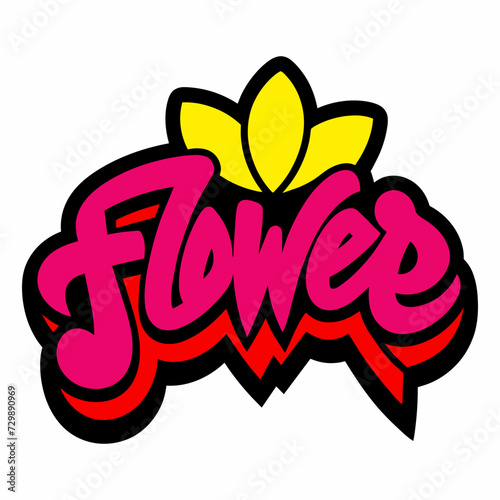 The word FLOWER in street art graffiti lettering vector image style on a white background.